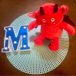 Red Devil Monster Stuffed Animal Toy, Cute Plushies, Red Bat Monster; New